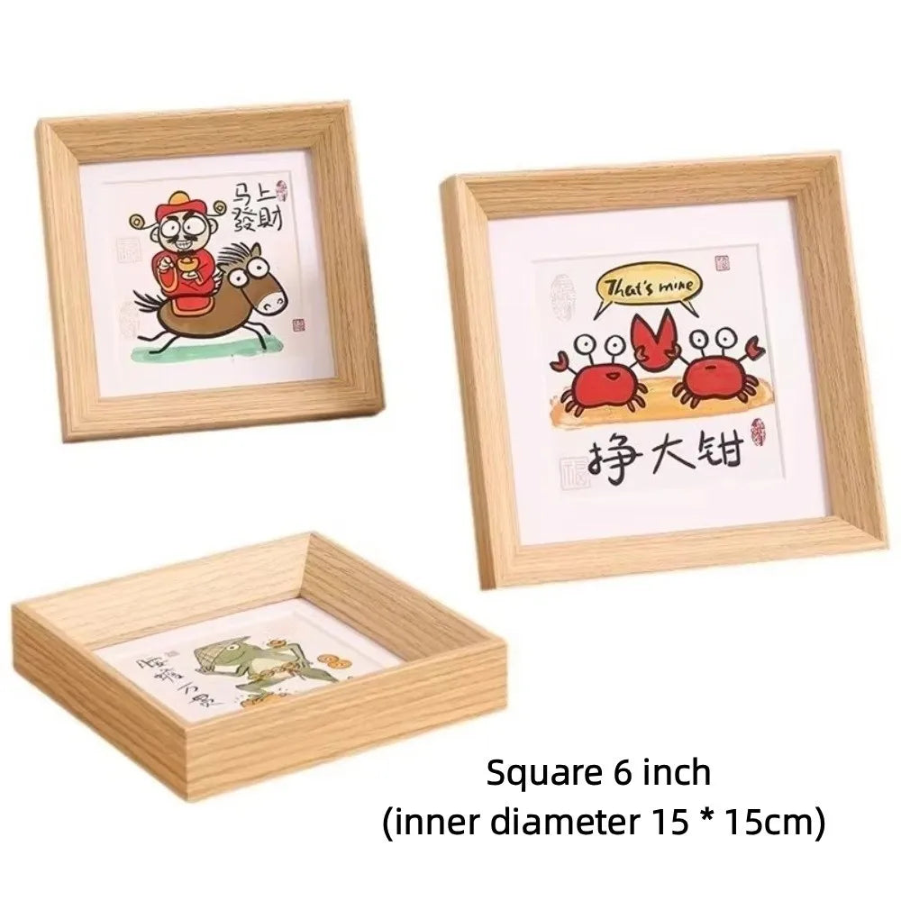 Nordic 6-Inch Square Wooden Photo Frame – Wall & Desktop