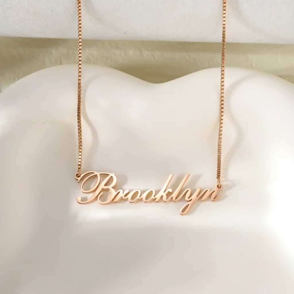 Custom Name Pendant Necklace – 18K Gold Plated Stainless Steel