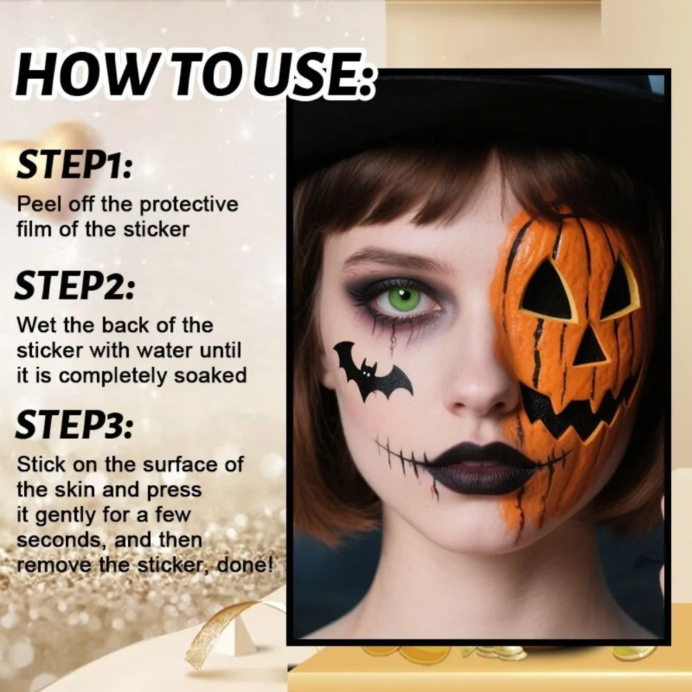 Halloween Temporary Face Tattoo Stickers – DIY Makeup Patch