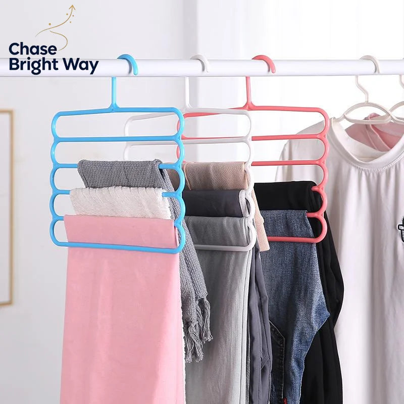 5-Tier Pants Hanger – Anti-Slip Space-Saving Closet Rack
