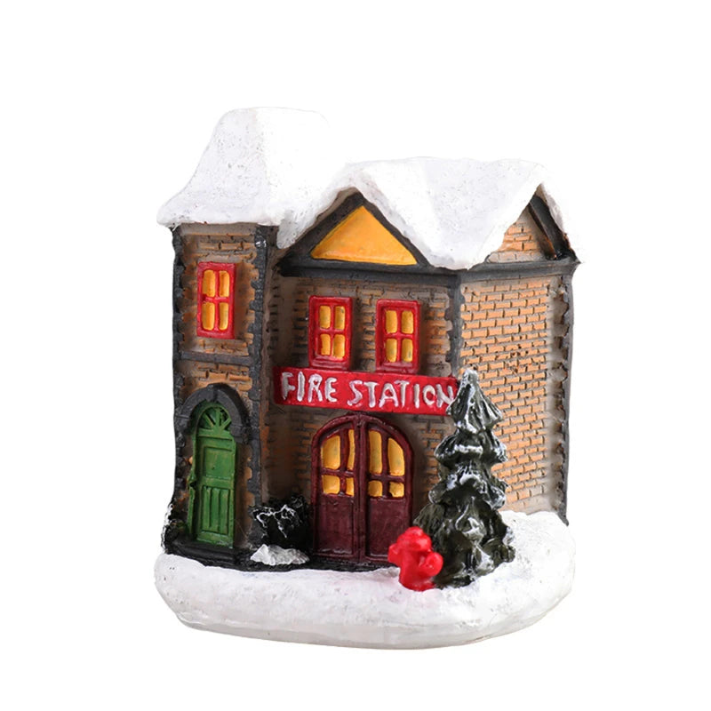 Resin Christmas Village House LED Ornament – 8 Styles