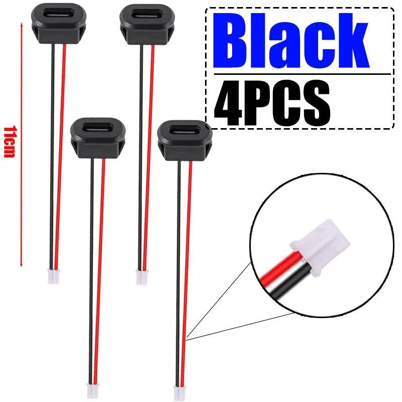 USB-C Waterproof Pigtail Cable – Female Chassis 2-Pin Solder