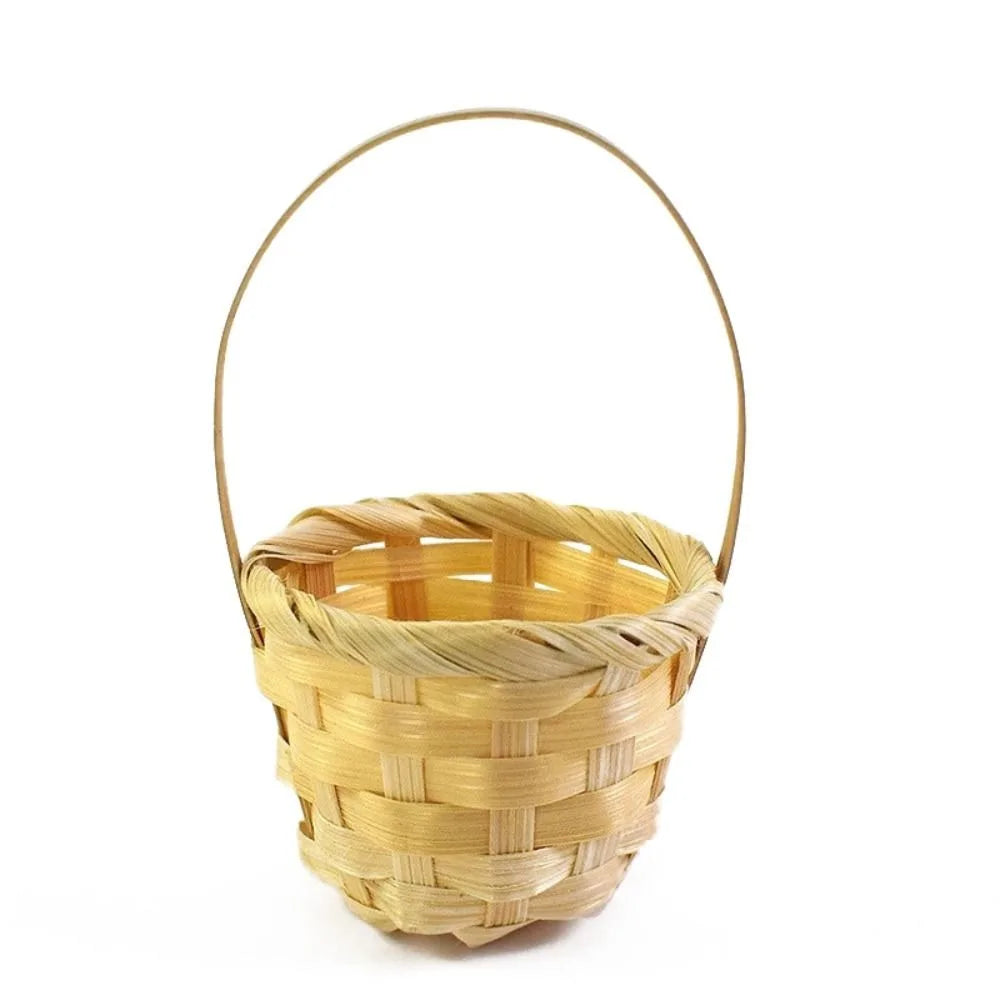 Mini Woven Braid Flower Basket with Handle – Multicolor