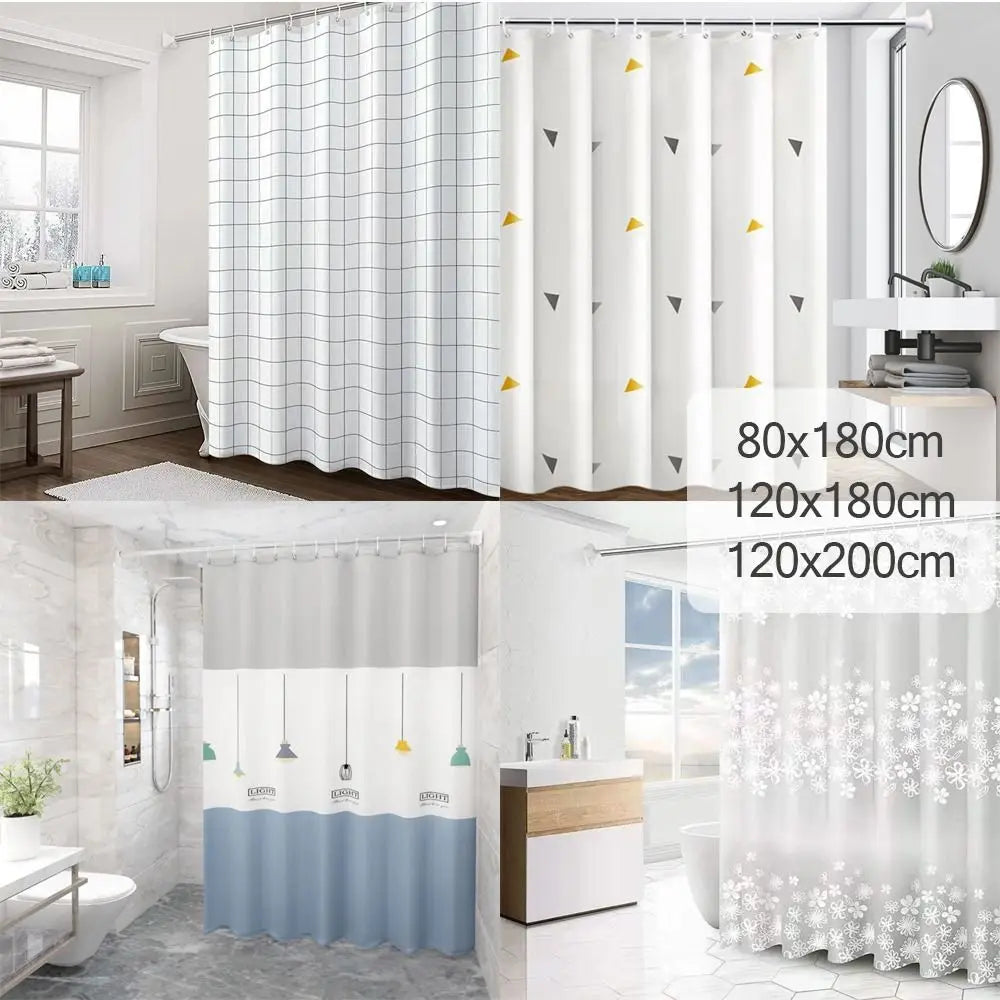 Waterproof Printed Shower Curtain with Hooks – PVC Polyester