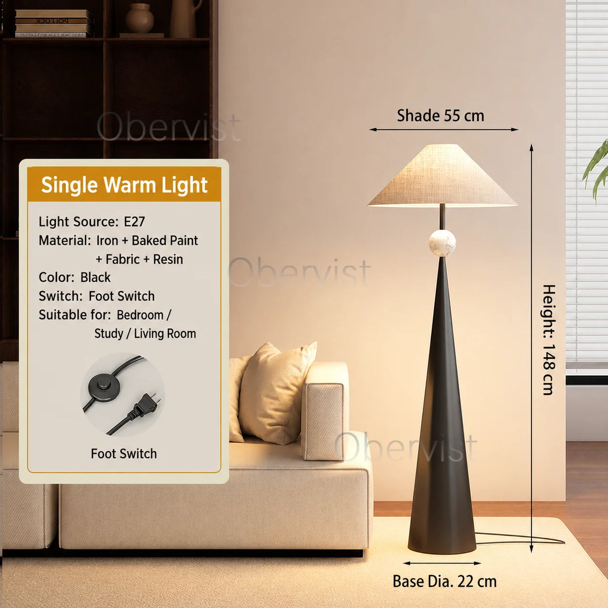Textured Fabric Shade Floor Lamp | Modern Standing Light