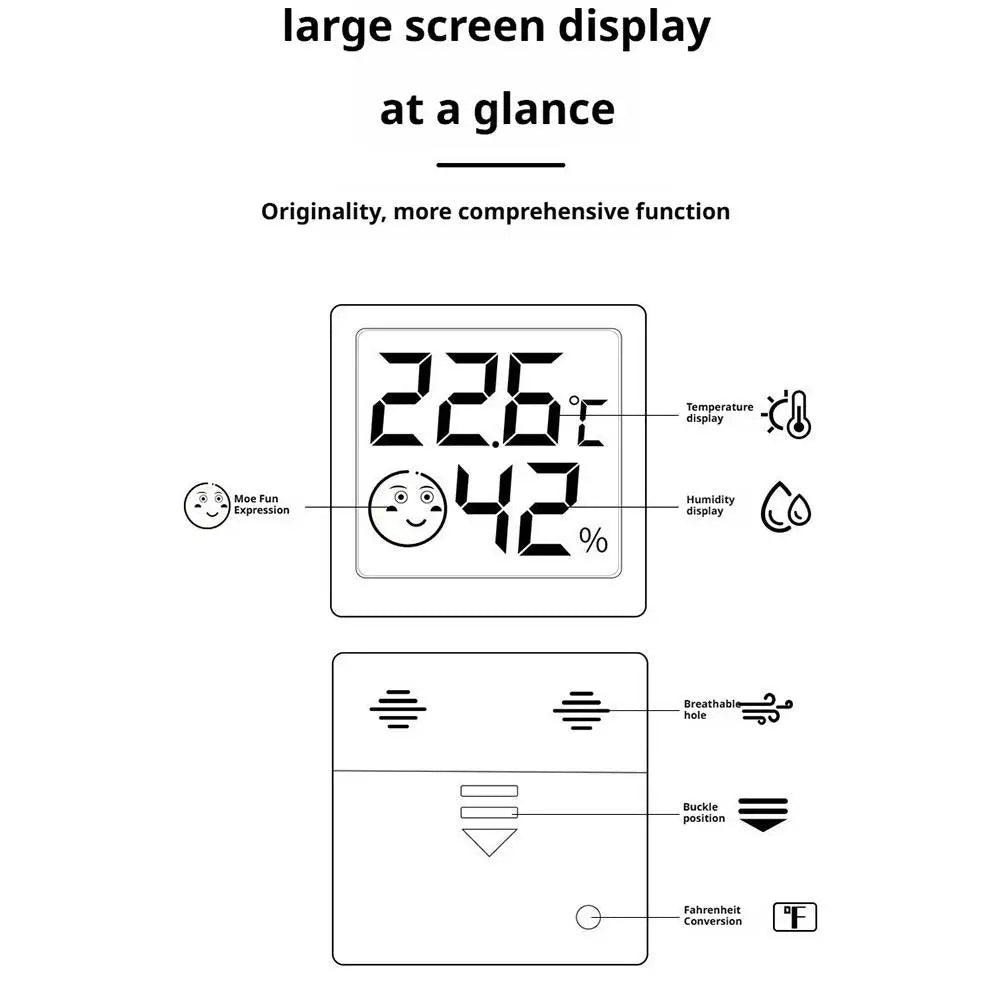 Mini LCD Digital Thermometer & Hygrometer – Indoor Humidity Meter