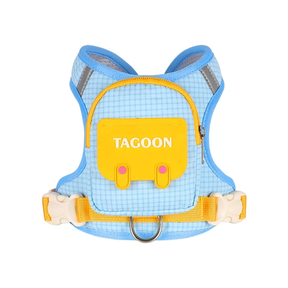 Adjustable Dog Backpack Harness – Reflective Plaid Outdoor Bag