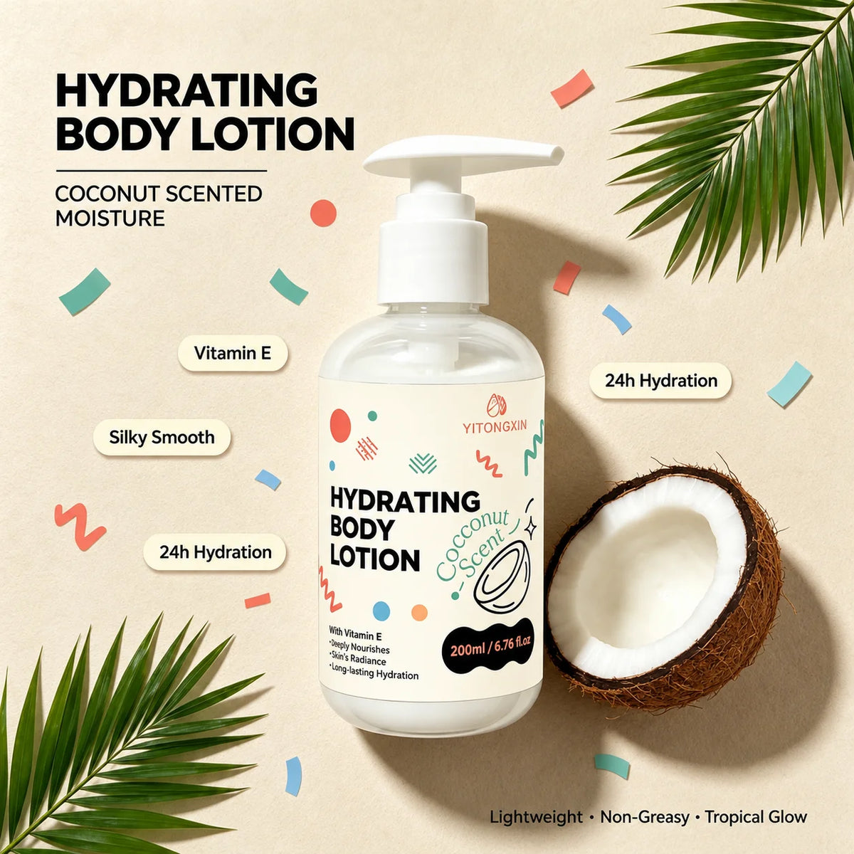 Vitamin E Coconut Body Lotion – Daily Moisturizing Cream 200ml