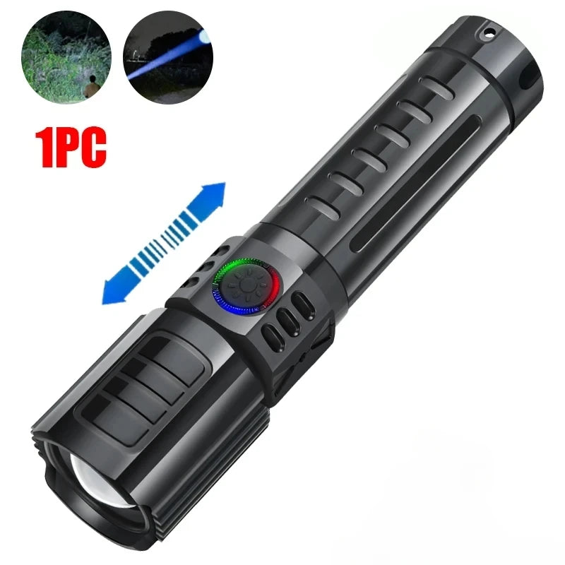 XHP50 LED Flashlight 2000LM Zoomable USB-C Rechargeable Torch