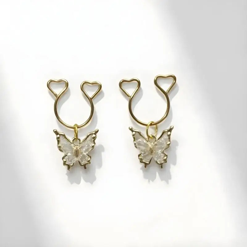 Non-Piercing Dangle Heart Clip-On Body Jewelry – 2Pcs