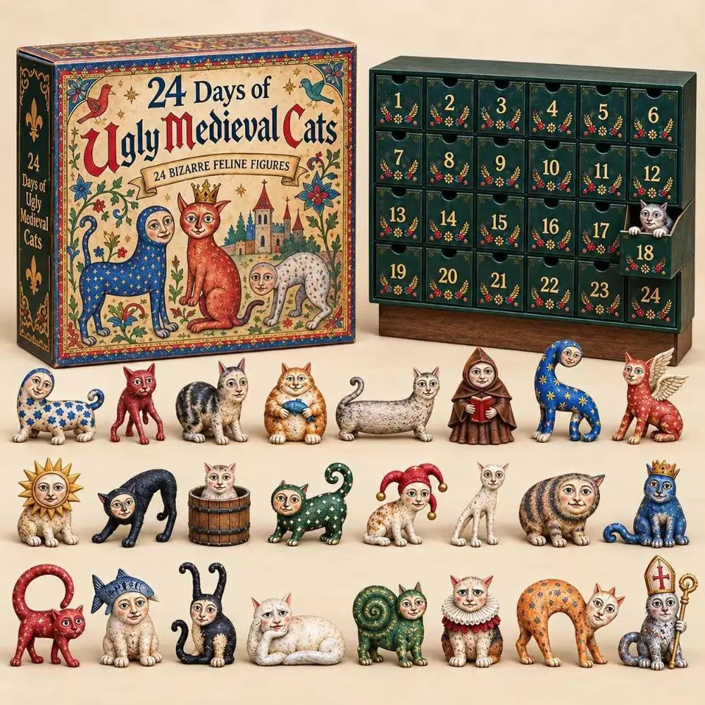 2026 Christmas Advent Calendar – 24 Cat Figurine Ornaments