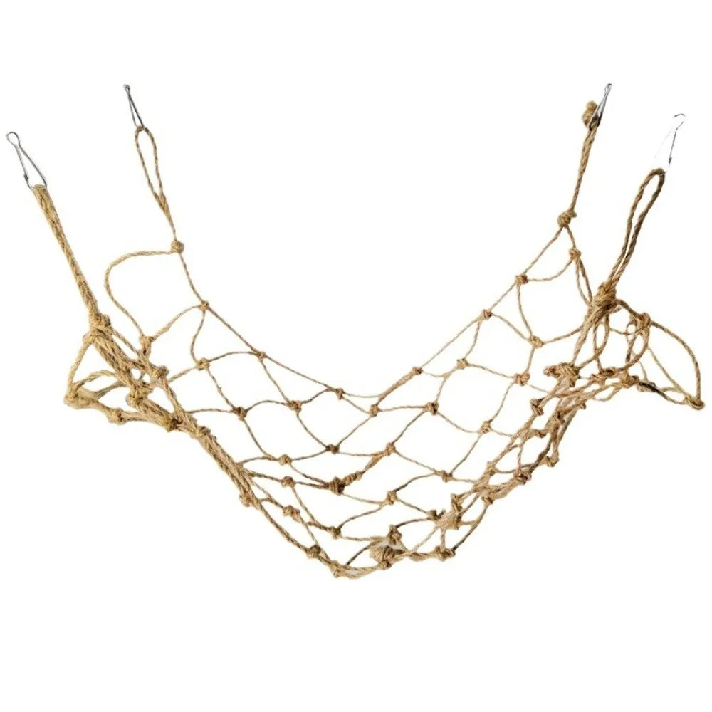 Hemp Rope Bird Climbing Net with Hooks – Parrot Cage Toy