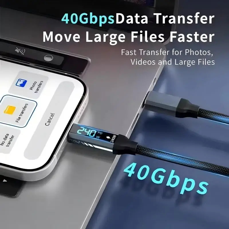 USB4 Cable 40Gbps 240W 8K Type-C – Thunderbolt 4 Compatible