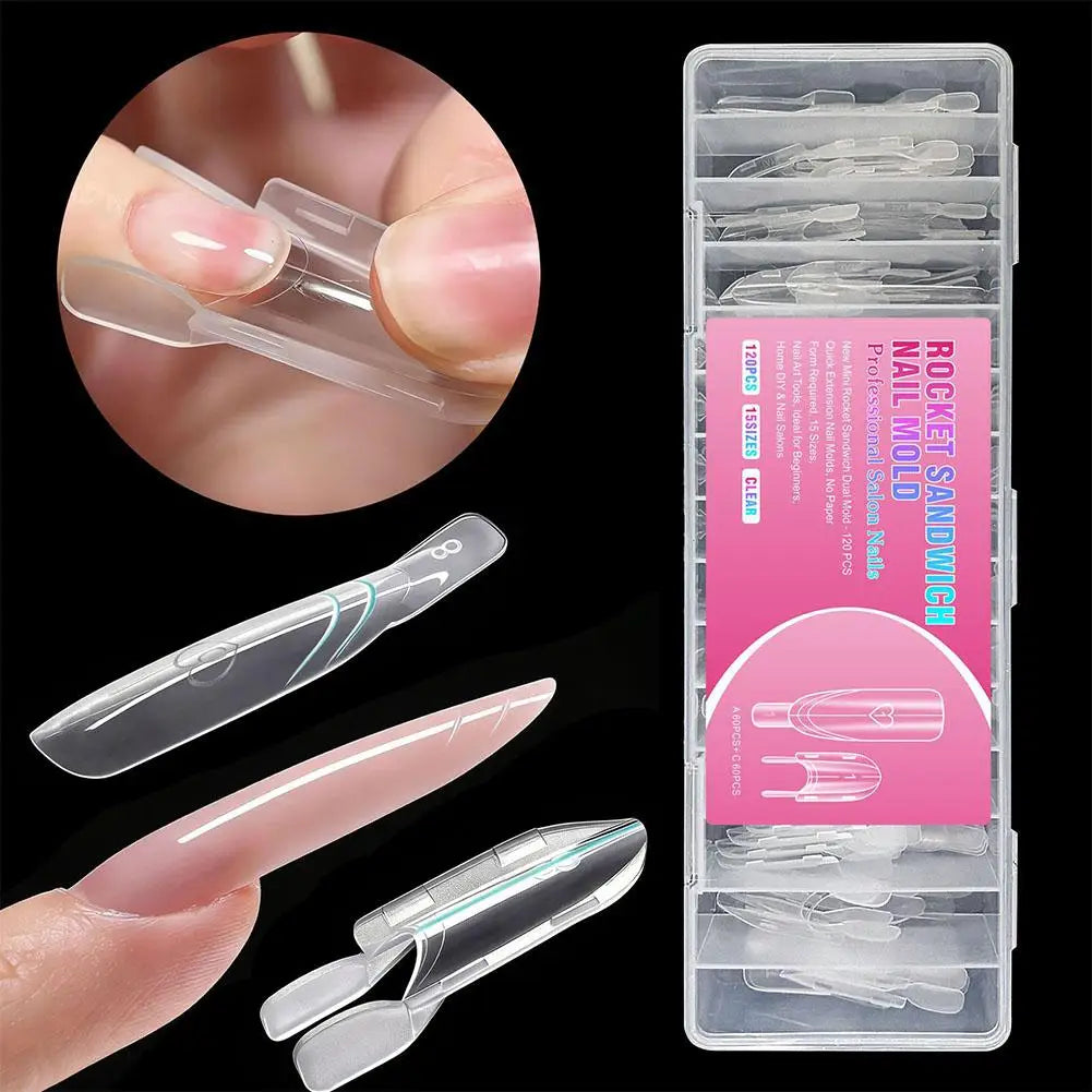 Sandwich Dual Nail Forms 120pcs – Rocket Full Cover Mold Kit