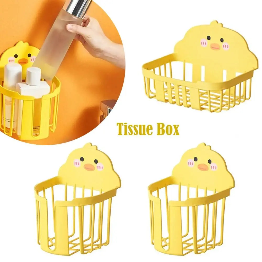 Yellow Duck Wall-Mounted Tissue Holder – No Drill Storage Rack