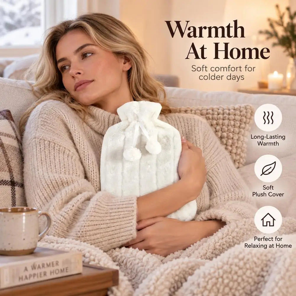 Plush Hot Water Bottle Cover – Washable 2L Bag Sleeve