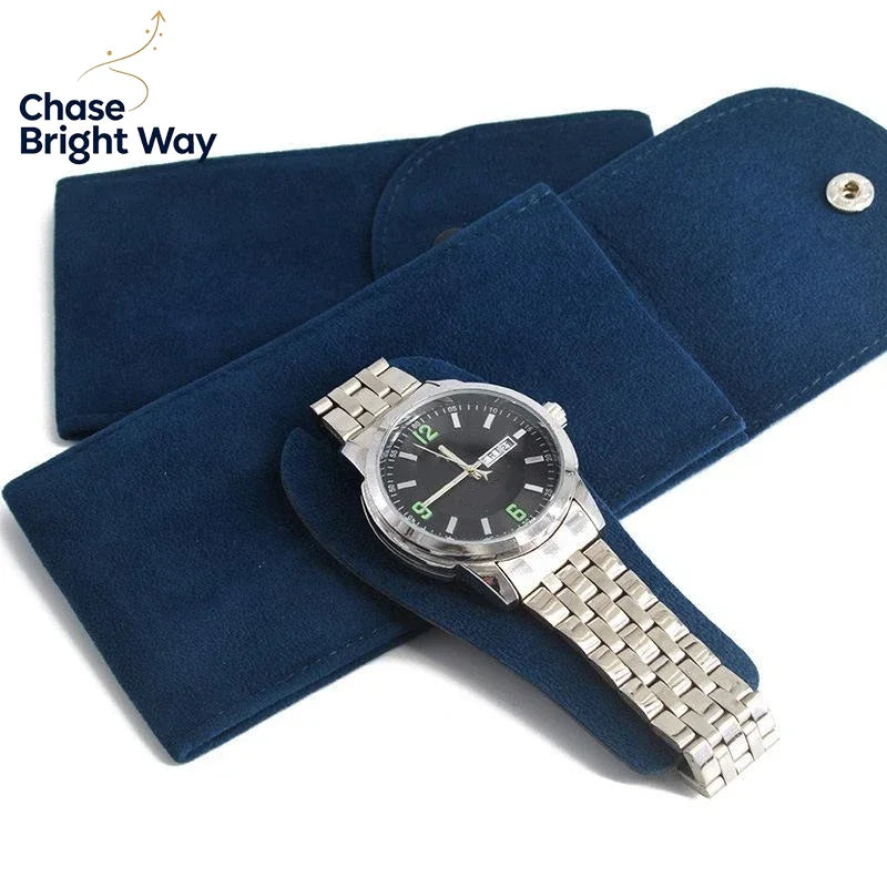 Velvet Watch Storage Pouch – Soft Lining & Snap Closure