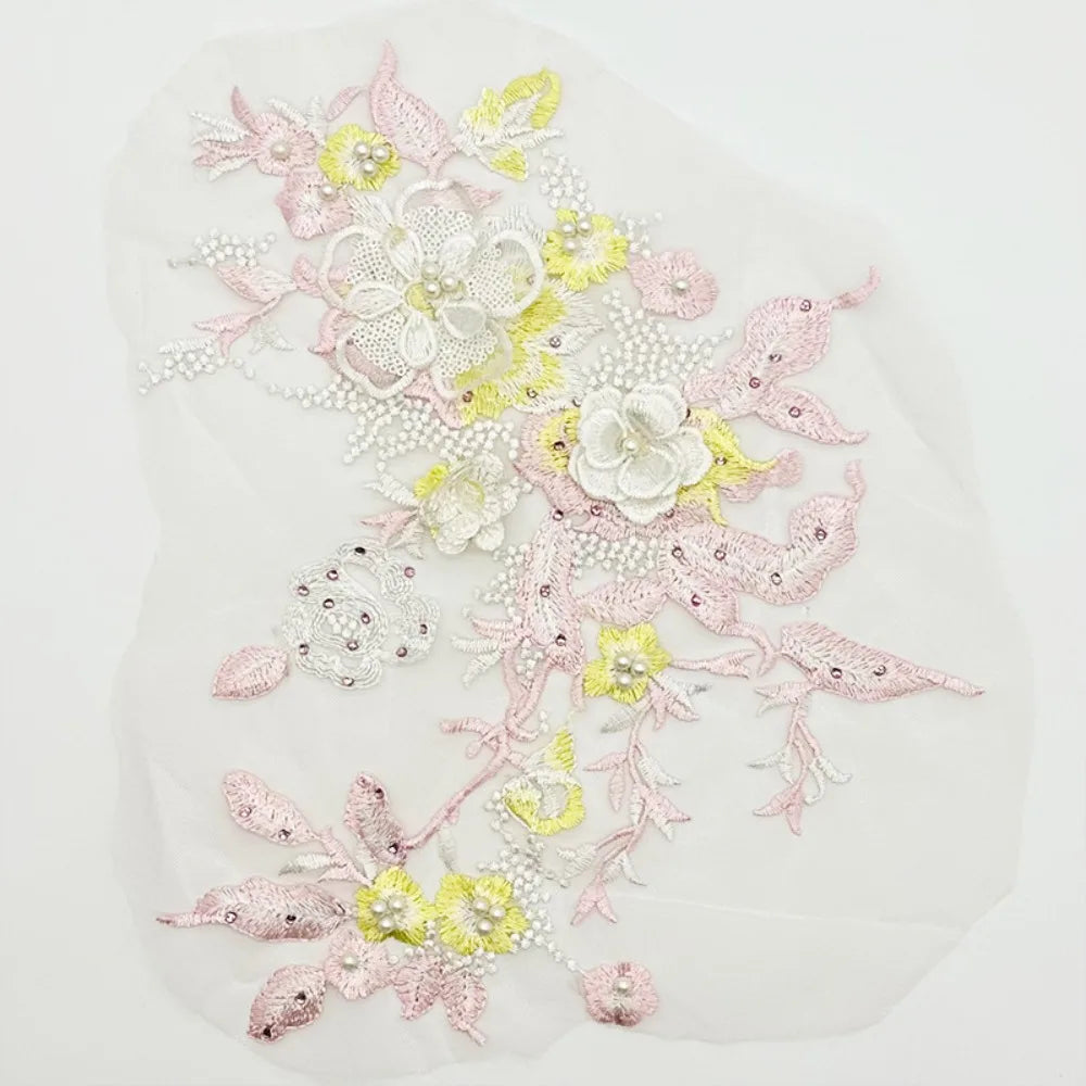 3D Sequined Floral Embroidery Patch – DIY Appliqué 33×26cm