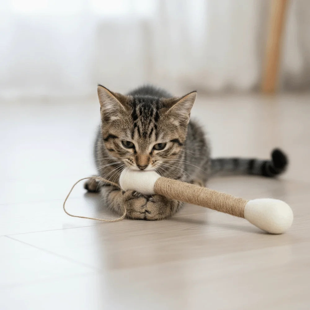 Large Cat Kick Stick – Hemp Rope Fleece Interactive Cat Toy