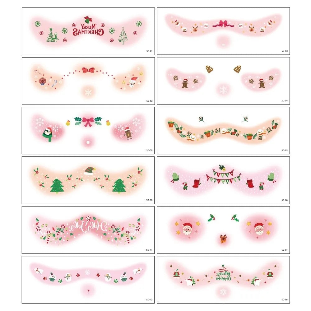 12-Pack Christmas Eye Makeup Stickers – Cosplay Face Art Decals