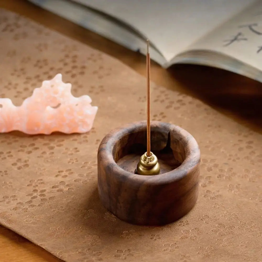 Mini Wooden Incense Censer Base – Retro Handmade Aroma Tray