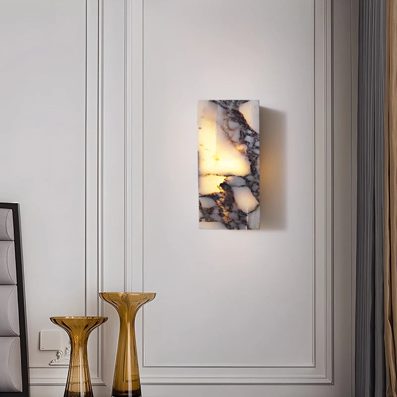 White Marble LED Wall Sconce | Wabi Sabi Stone Wall Lamp