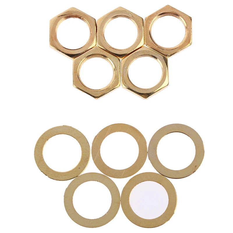 5-Pack Guitar Jack Socket Nuts & Washers – Metal Parts