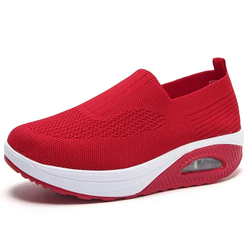 Women's Platform Slip-On Sneakers | Air Cushion Wedge Shoes