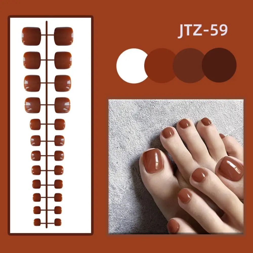24-Pack Press-On Fake Toenails – Full Cover Acrylic Tips