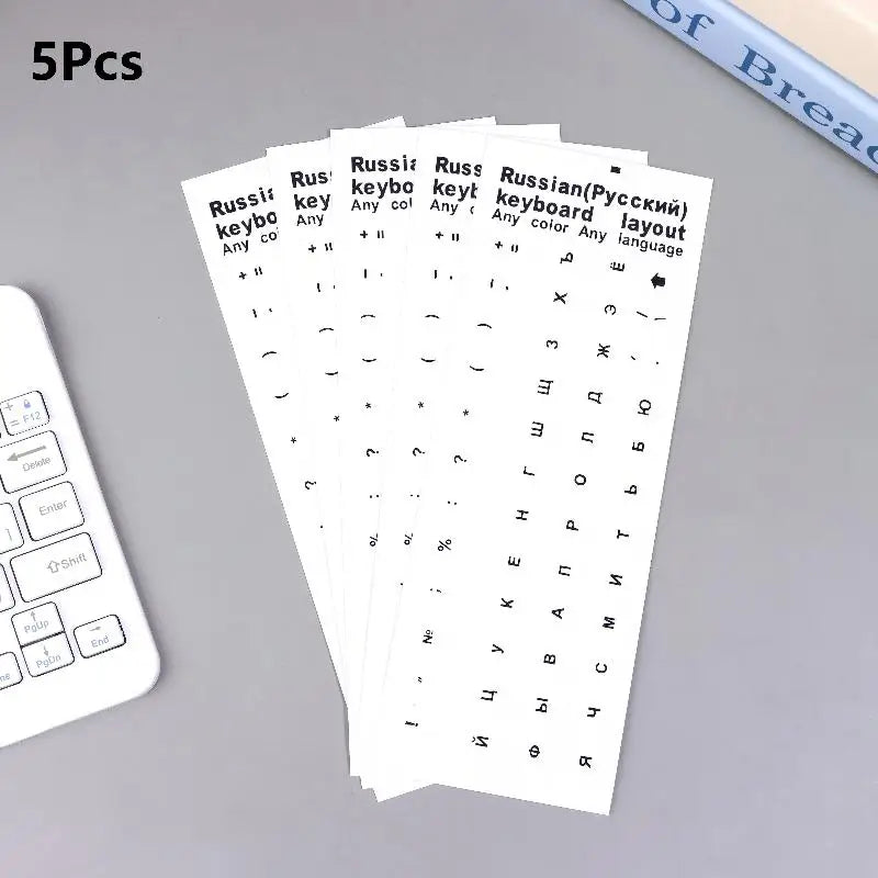 Russian Keyboard Stickers – Waterproof PVC Decals 5-Pack