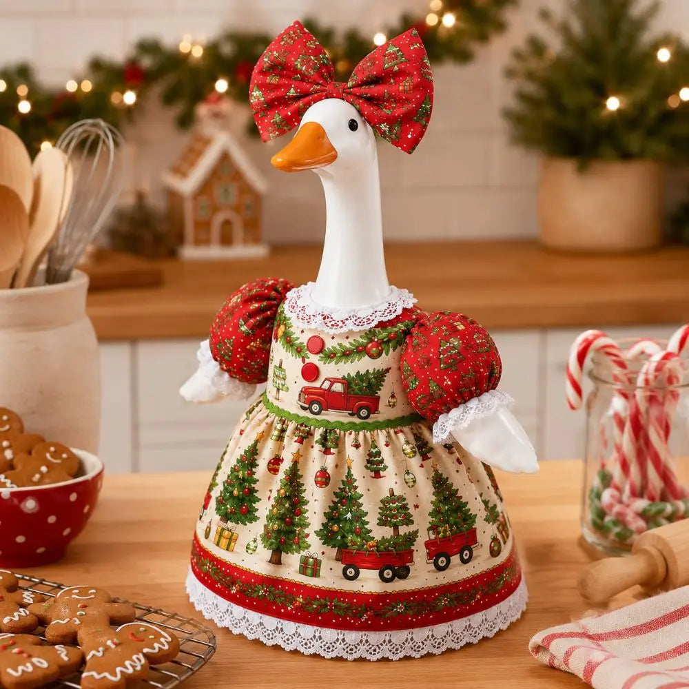 Red Truck Lace Goose Costume Outfit – 23-Inch Holiday Decor
