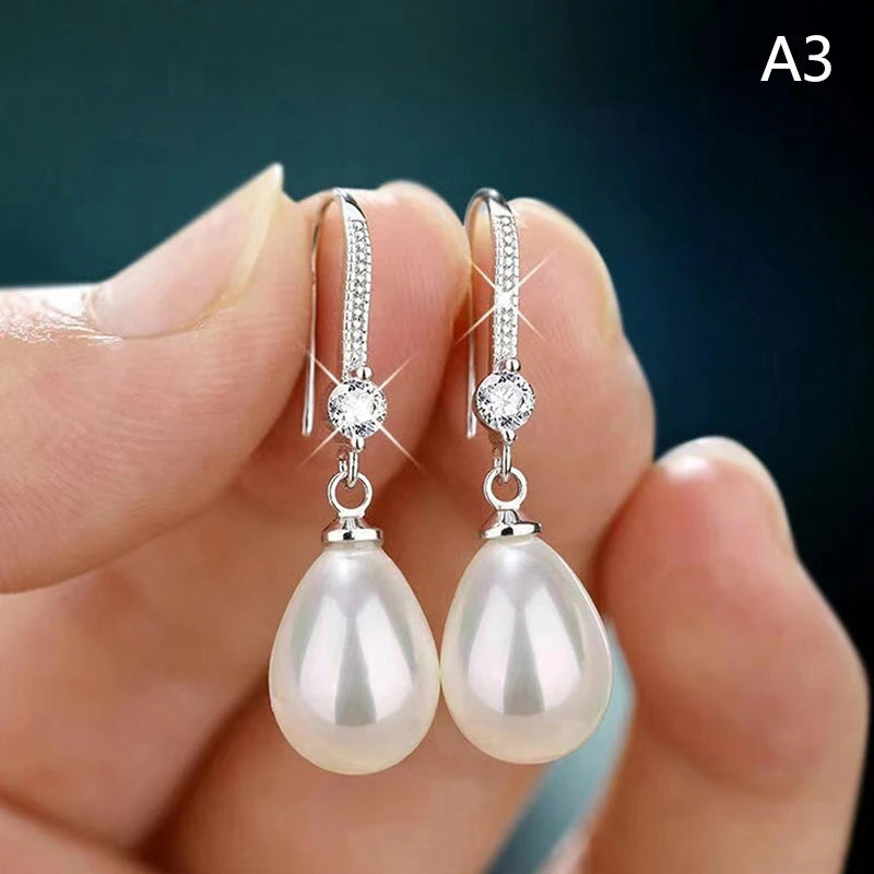 Water Drop Pearl Drop Earrings – Round & Oval Women's Jewelry