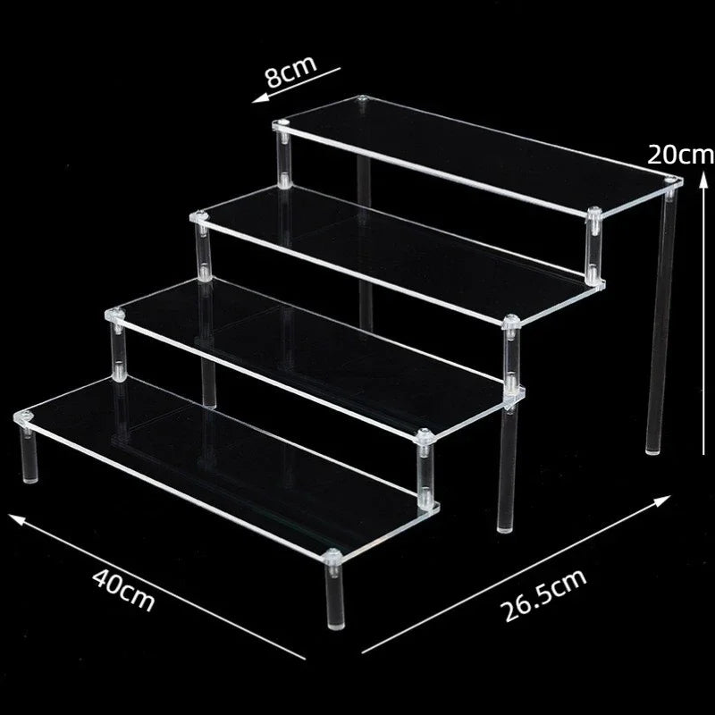 Black Acrylic Display Stand Riser 1–5 Tier Organizer Rack