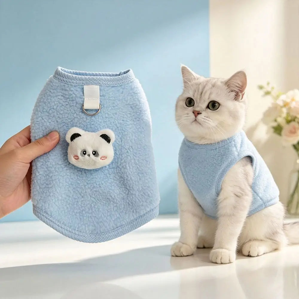 Cartoon Pet Hoodie Sweater – Soft Warm Clothes for Cats & Dogs