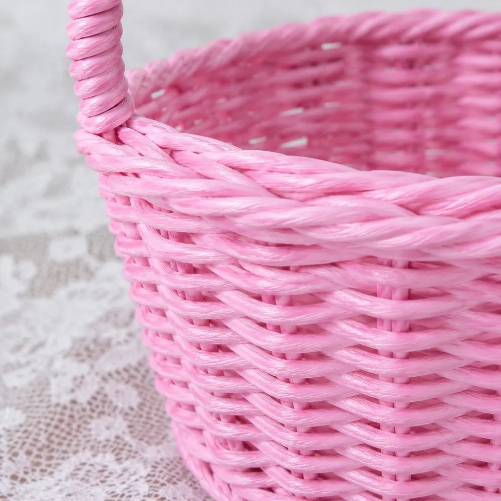 Handwoven Imitation Rattan Flower Basket with Handle – 2 Colors