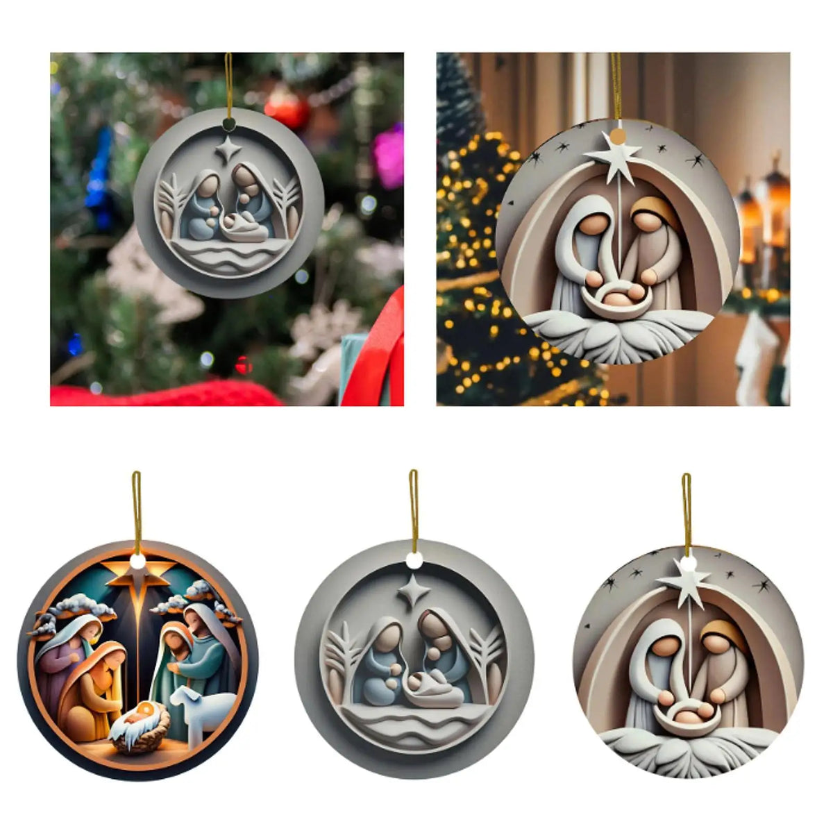 Nativity Christmas Hanging Ornament – Acrylic Pendant 7.5cm