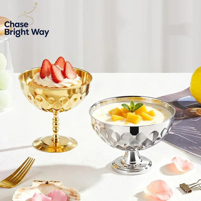 Stainless Steel Goblet Snack Bowl – Ice Cream, Salad & Fruit