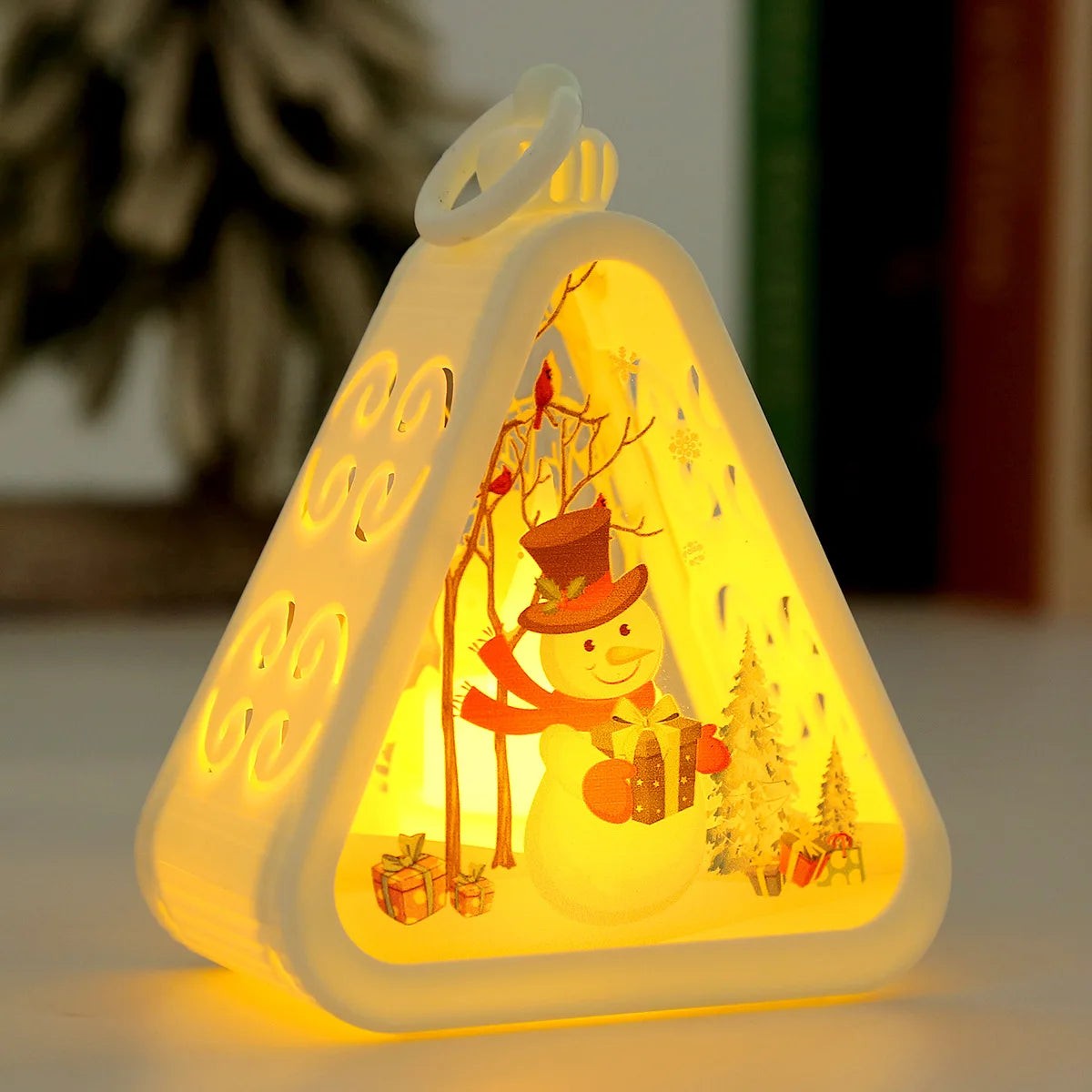 Rustic Vintage Christmas Night Light Lantern | Holiday Tabletop Decor