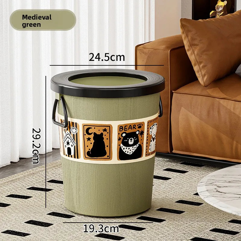 Vintage-Style Large Trash Bin – Decorative Waste Basket