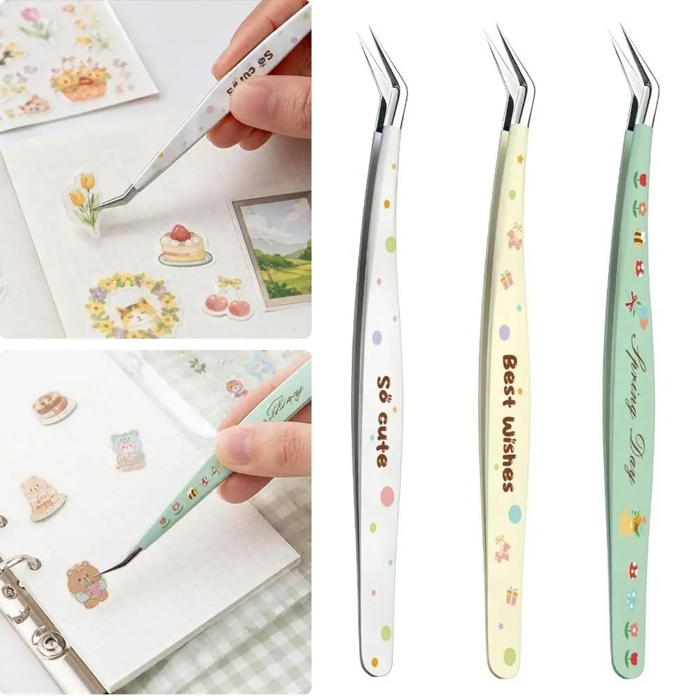Stainless Steel Precision Tweezers – Cartoon Pattern Craft & Lash
