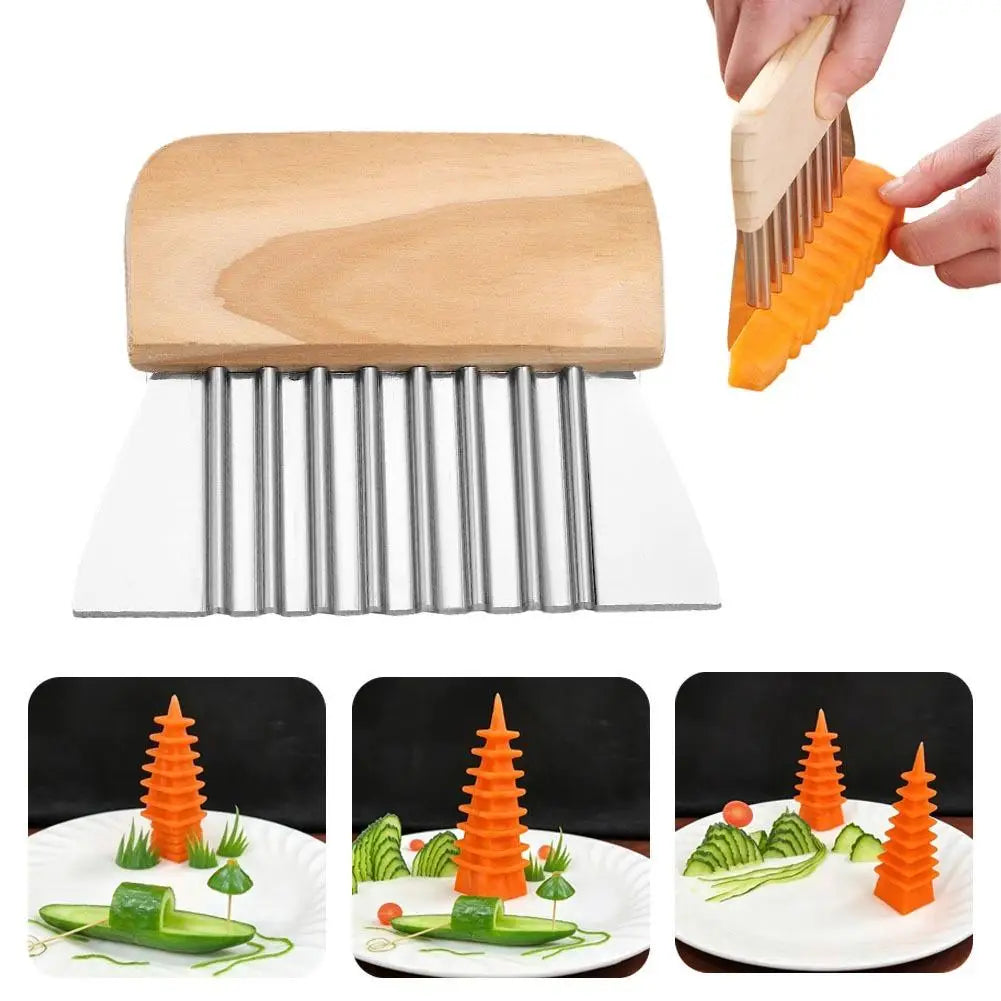 Wavy Vegetable Slicer – Stainless Steel Crinkle Cut Knife