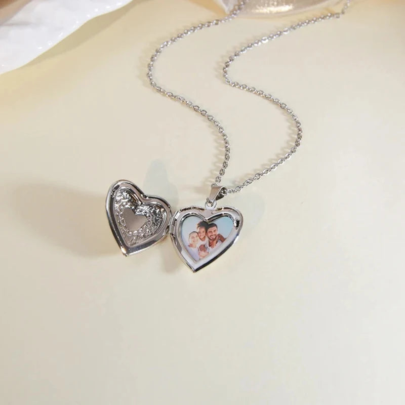 18K Gold Plated Heart Locket Custom Photo Necklace | Personalized
