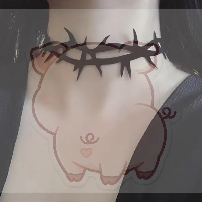 Gothic Thorns Velvet Choker Necklace – Vintage Clavicle Chain