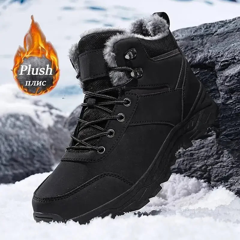 Men's Fleece-Lined High-Top Snow Boots | Thick Sole, Plus Size