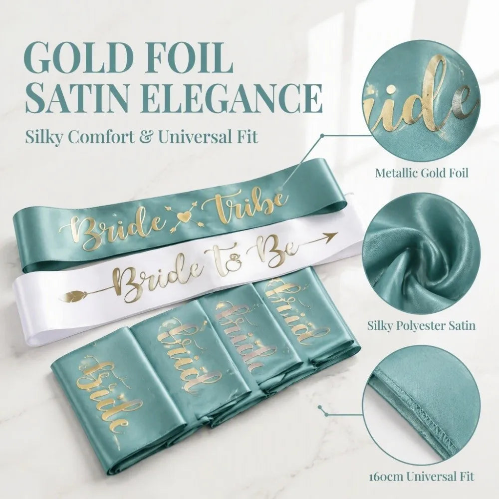 8-Piece Bridal Satin Sash Set – Bride to Be & Bridesmaid