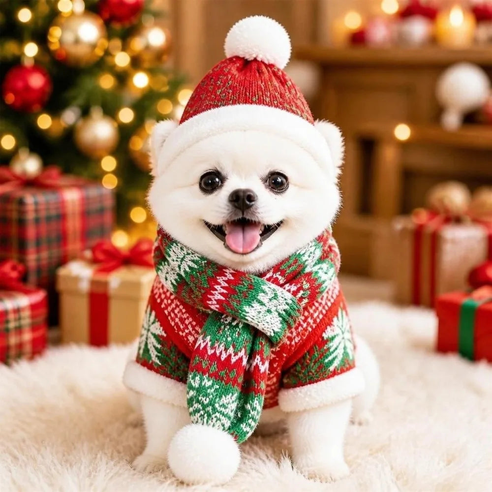 Christmas Dog Scarf Bandana – Festive Small Pet Neck Warmer