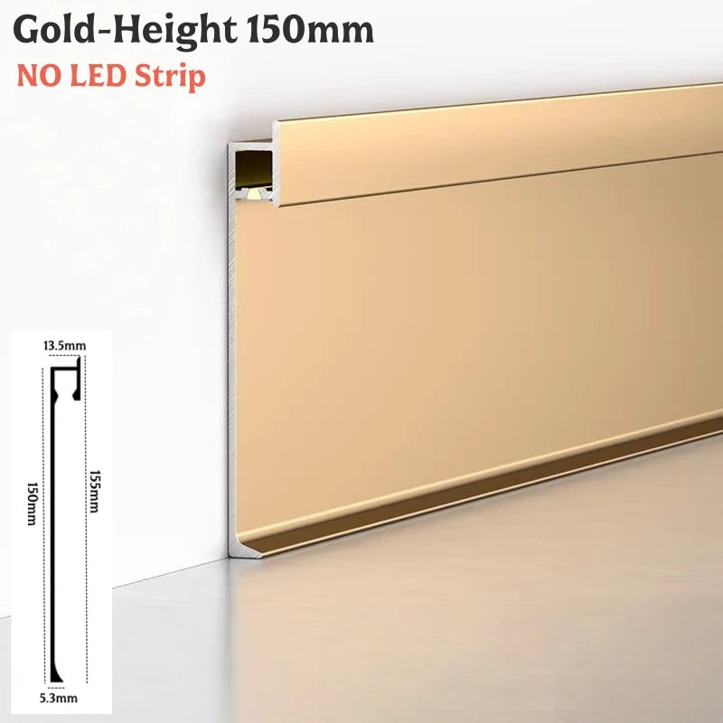 Ultra-Thin Recessed LED Skirting Baseboard Aluminum Profile 150mm