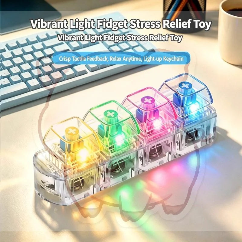 Mechanical Keyboard Fidget Keychain – LED Light-Up Press Toy