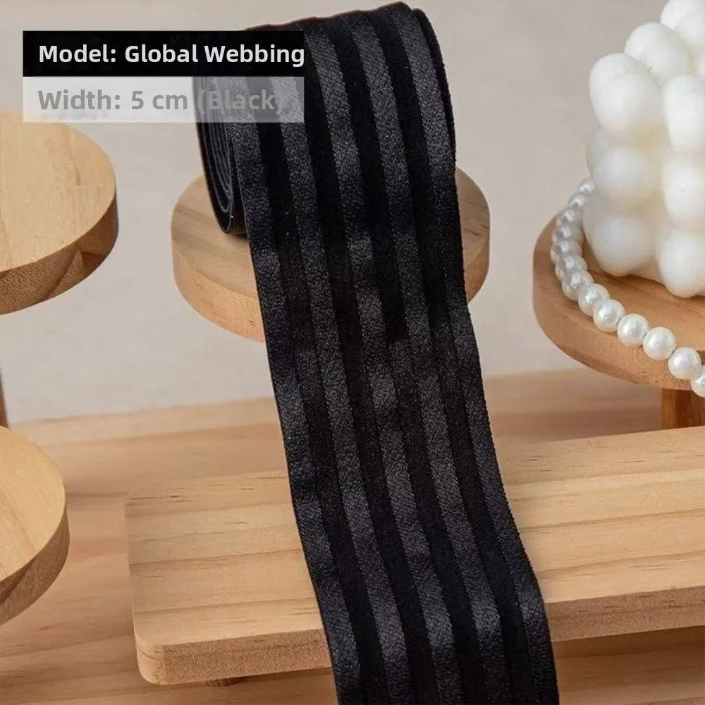 50mm Wide Elastic Webbing Band – Shiny 5-Rib Stretch Ribbon