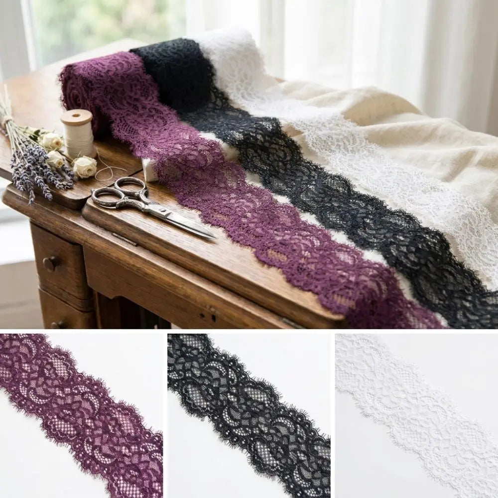 8cm Eyelash Lace Trim – Soft Sheer Sewing Embellishment 5 Yds